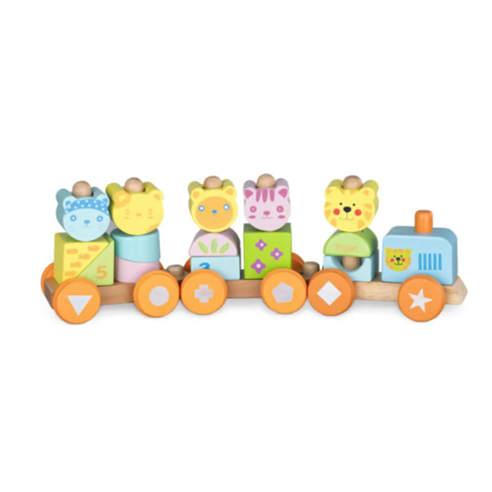 3 Wagon Wooden Train Toy for Kids Babies