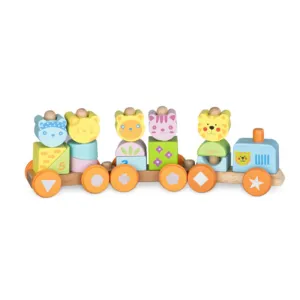 3 Wagon Wooden Train Toy for Kids Babies
