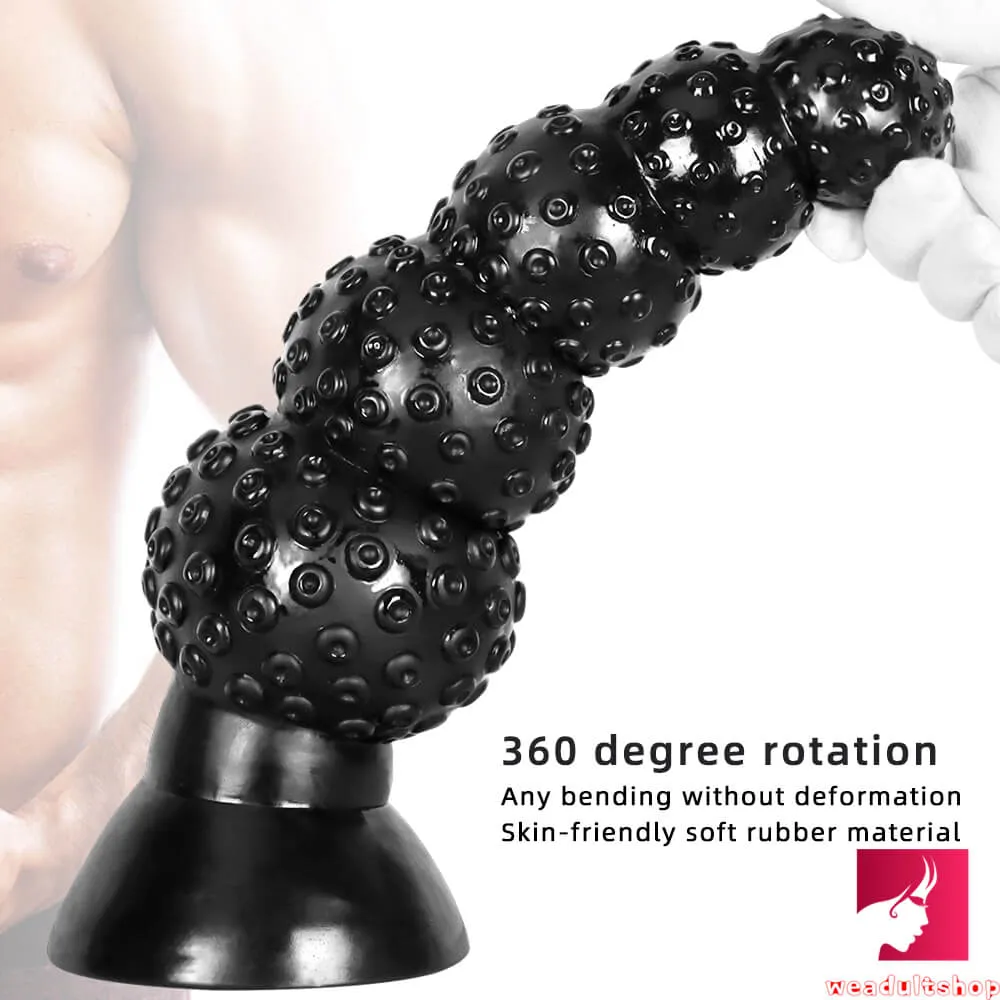 9.44in 13.18in Odd Huge Thick Black Butt Plug Dildo With Anal Beads