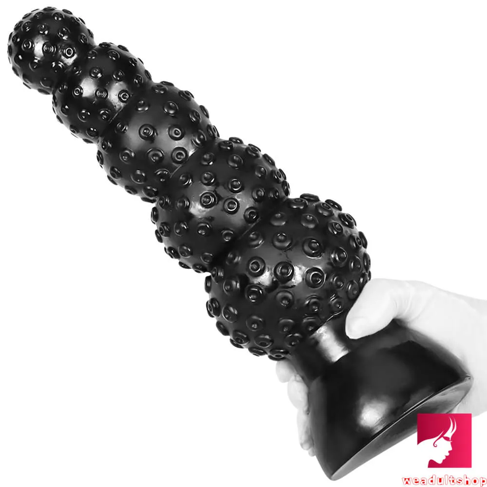 9.44in 13.18in Odd Huge Thick Black Butt Plug Dildo With Anal Beads