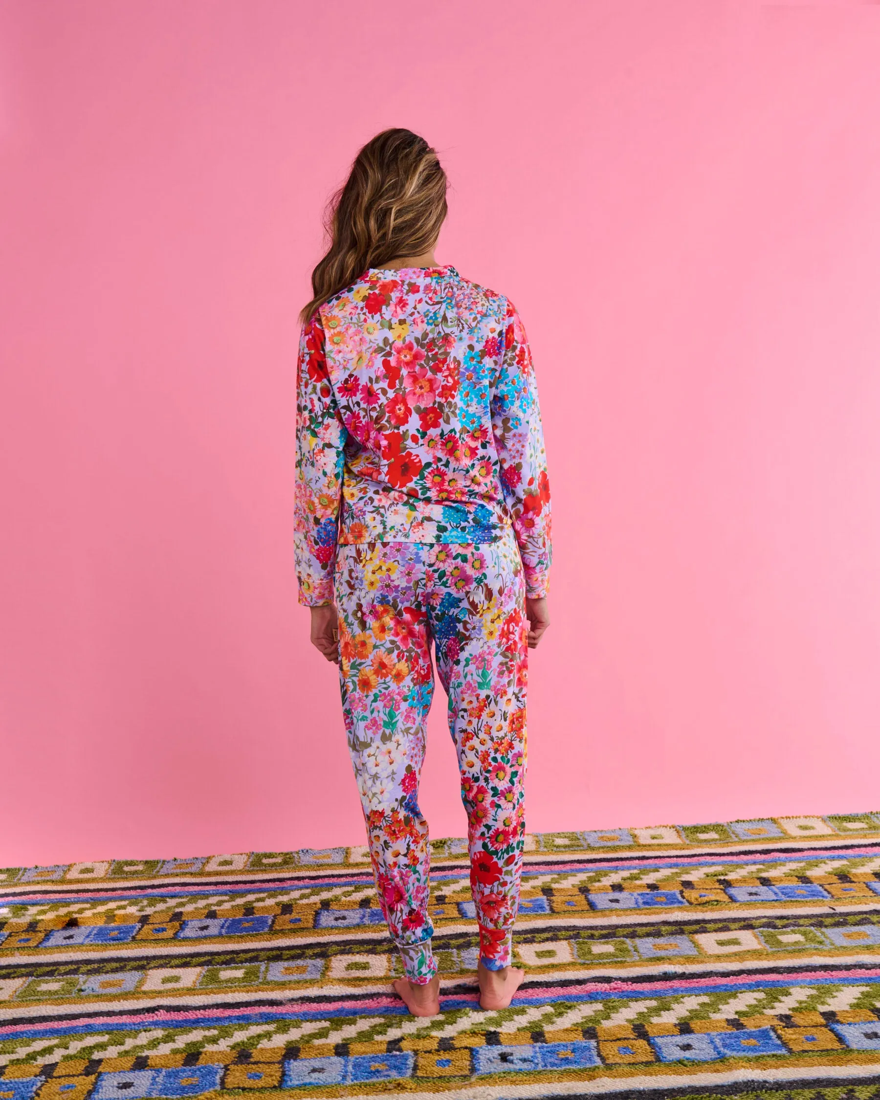 Forever Floral Lilac Organic Cotton Long Sleeve Pyjama Top & Slouch Pant Set