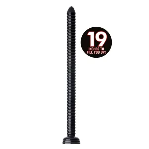 Hosed 19 Inches Ribbed Anal Snake Black Probe