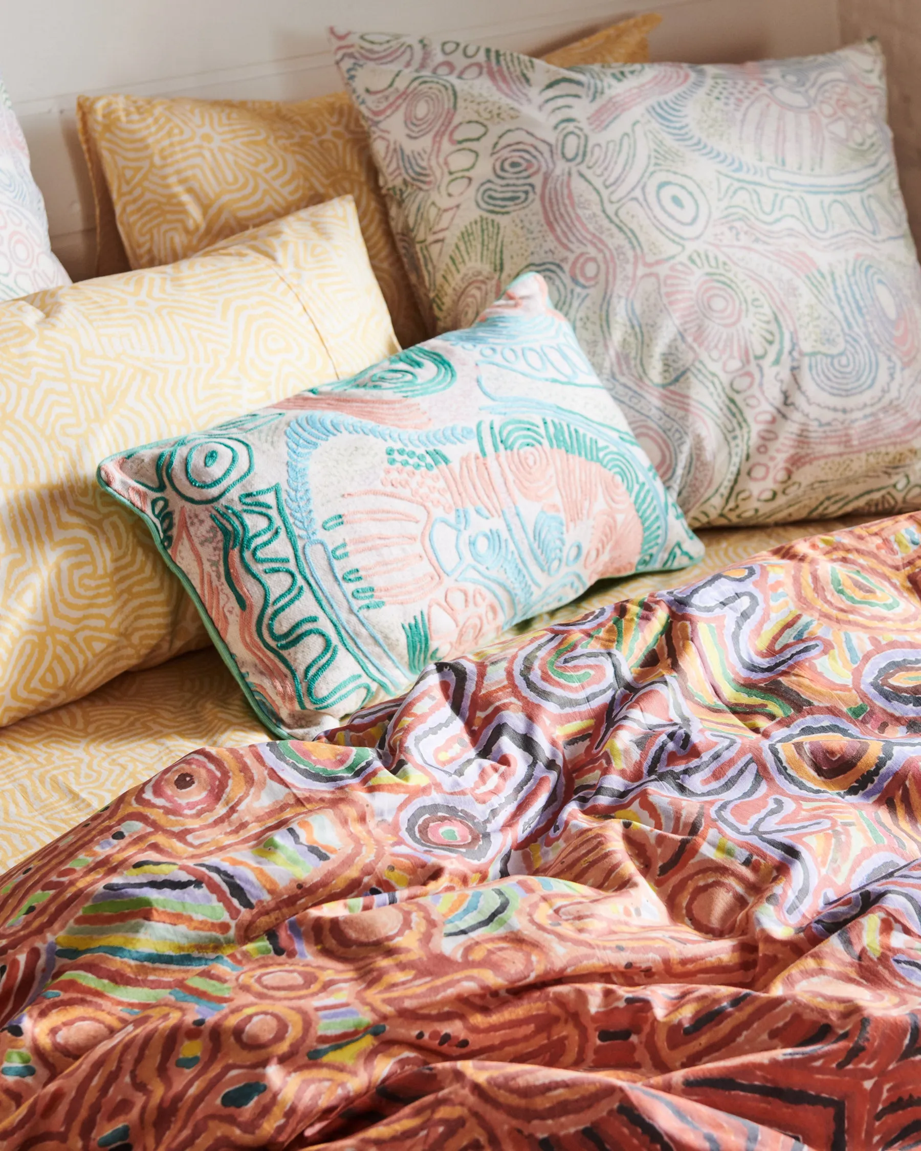 Kalaya Tjukurpa Straw Organic Cotton Fitted Sheet