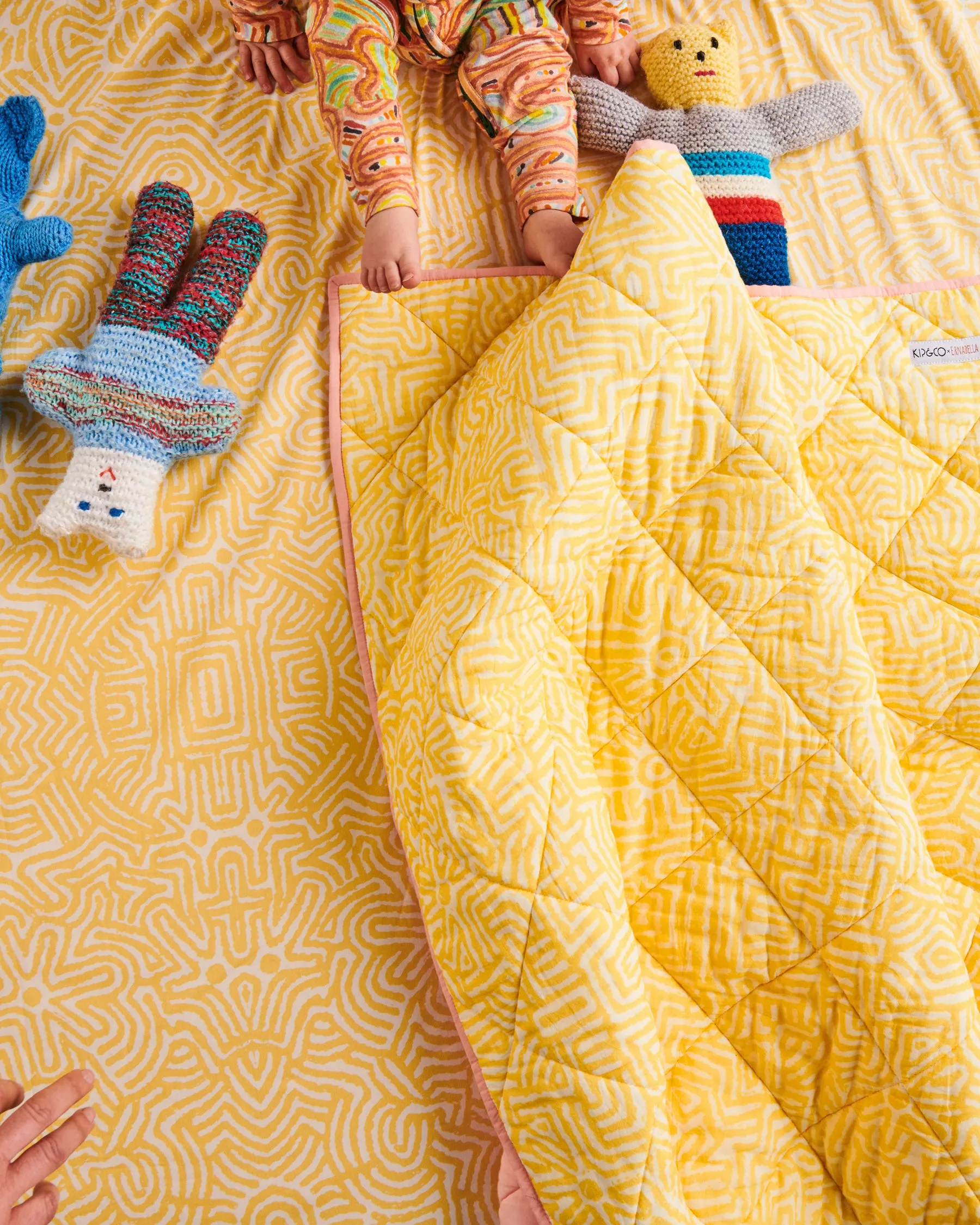 Kalaya Tjukurpa Straw Organic Cotton Quilted Cot Bedspread