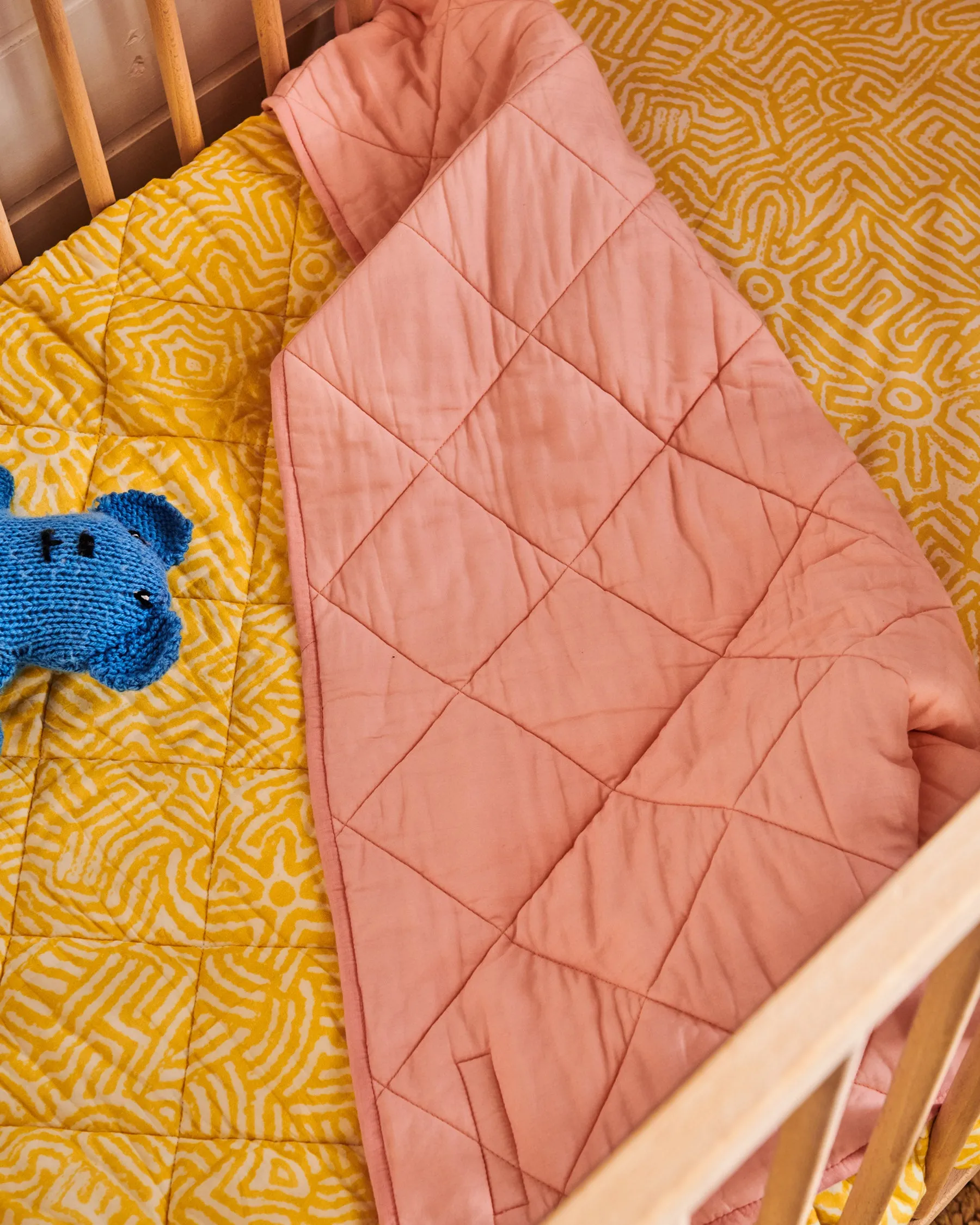 Kalaya Tjukurpa Straw Organic Cotton Quilted Cot Bedspread