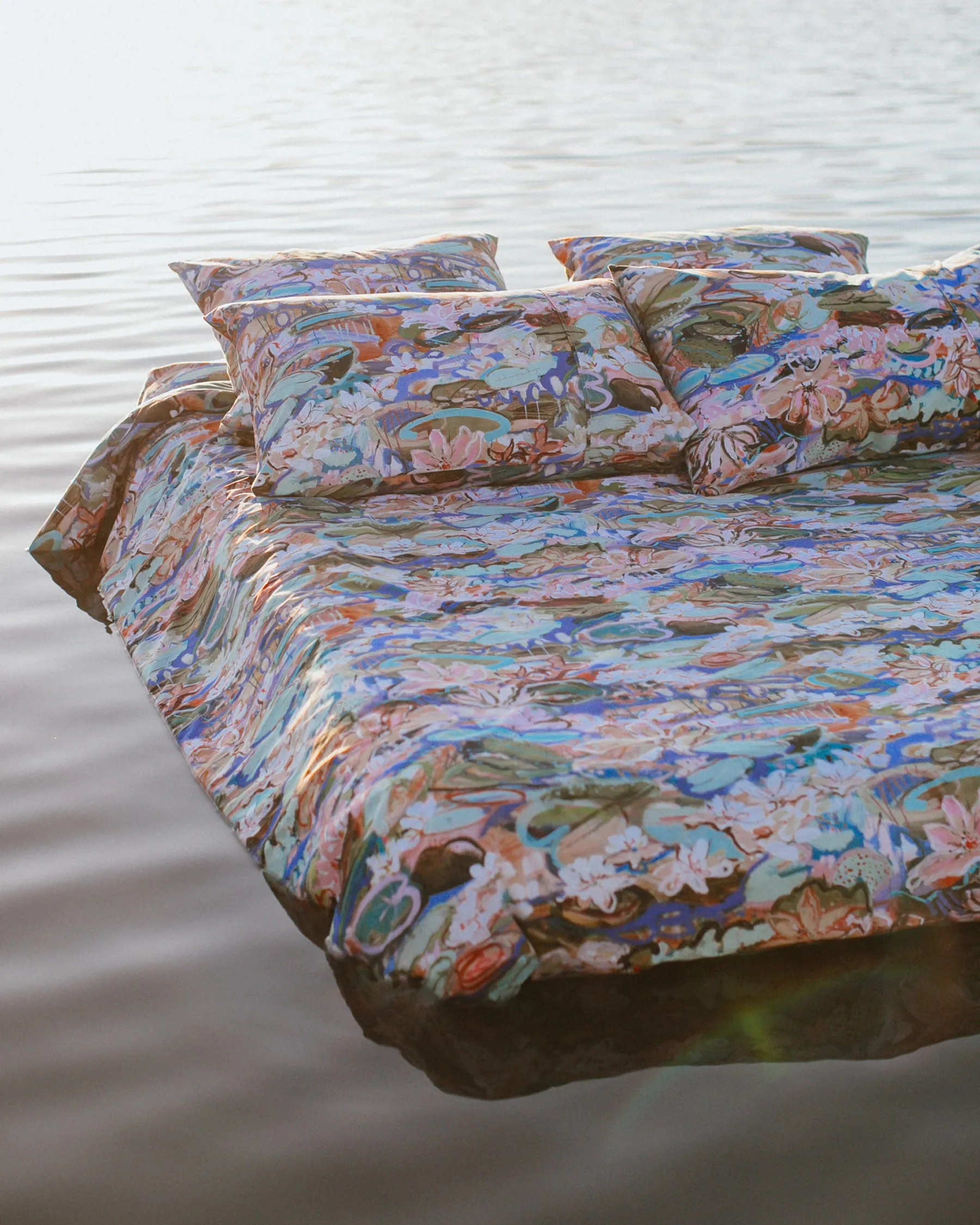 Kip&Co x Kezz Brett Waterlily Waterway Organic Cotton European Pillowcases