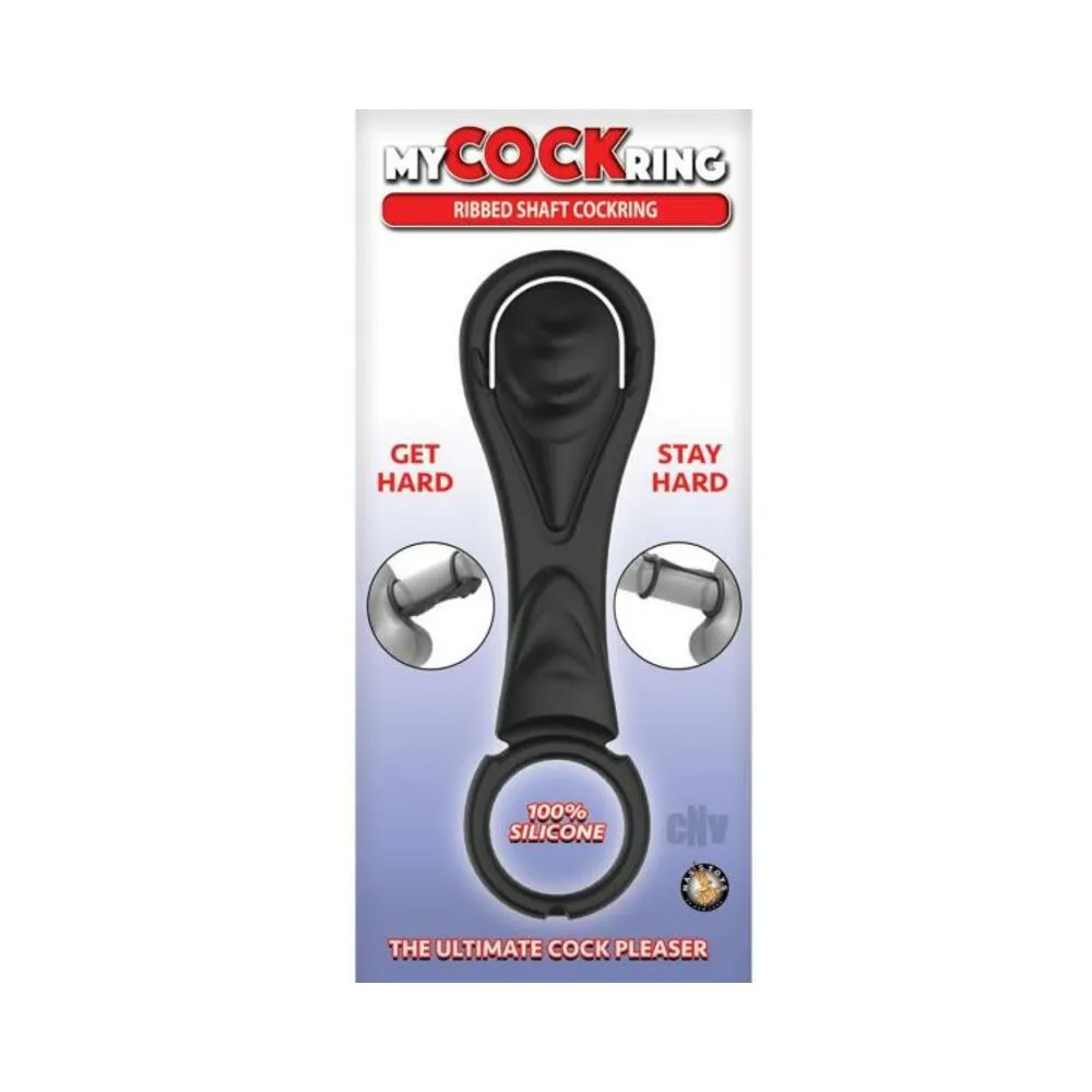 My Cockring Ribbed Shaft Cockring Black