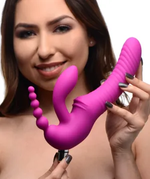 Regal Rider Vibrating Strapless Strap- on Triple G Dildo - Pink