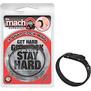 The Macho Collection 3-Snap Cock Ring - Black