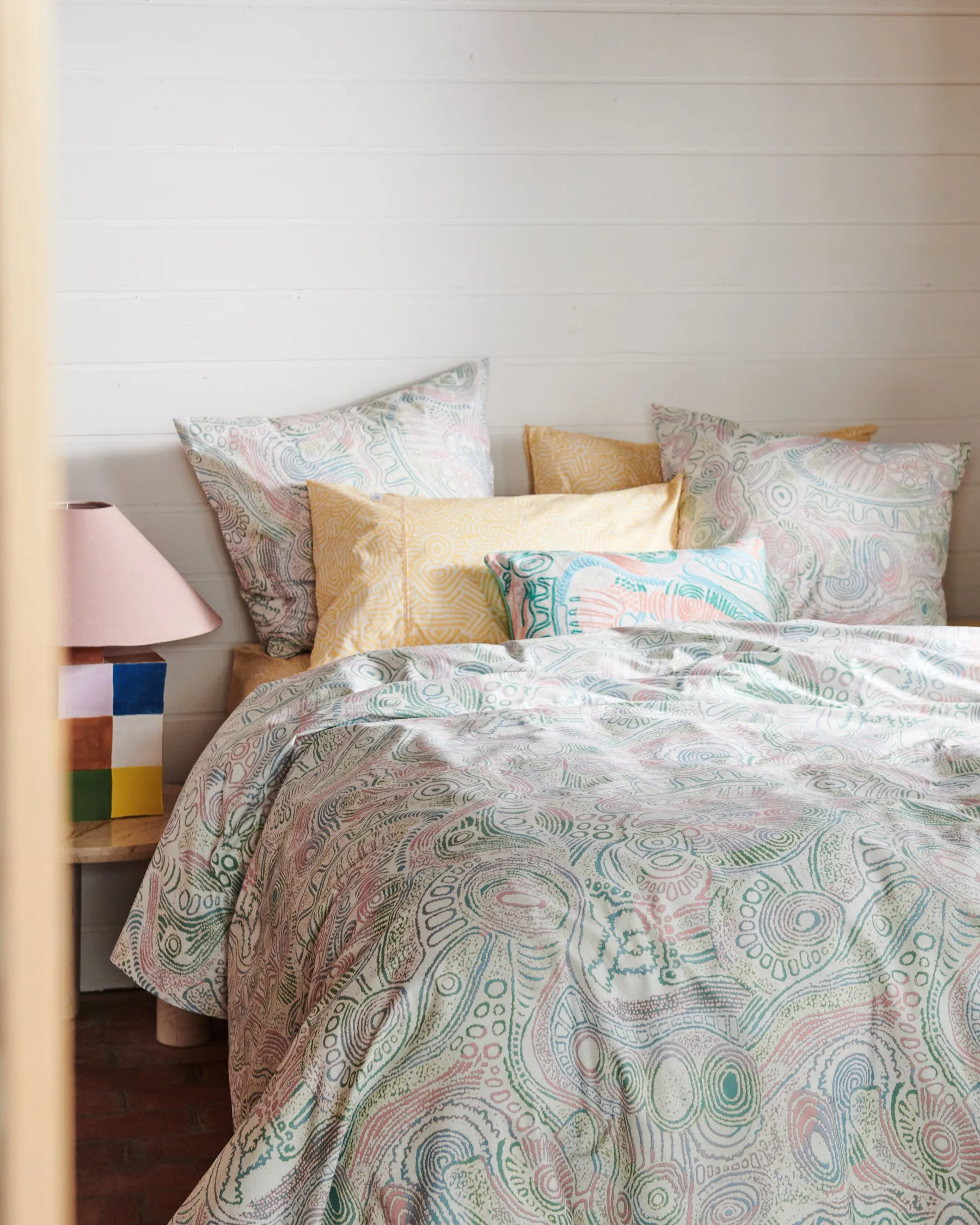 Tjala Tjukurpa Pastel Organic Cotton European Pillowcases
