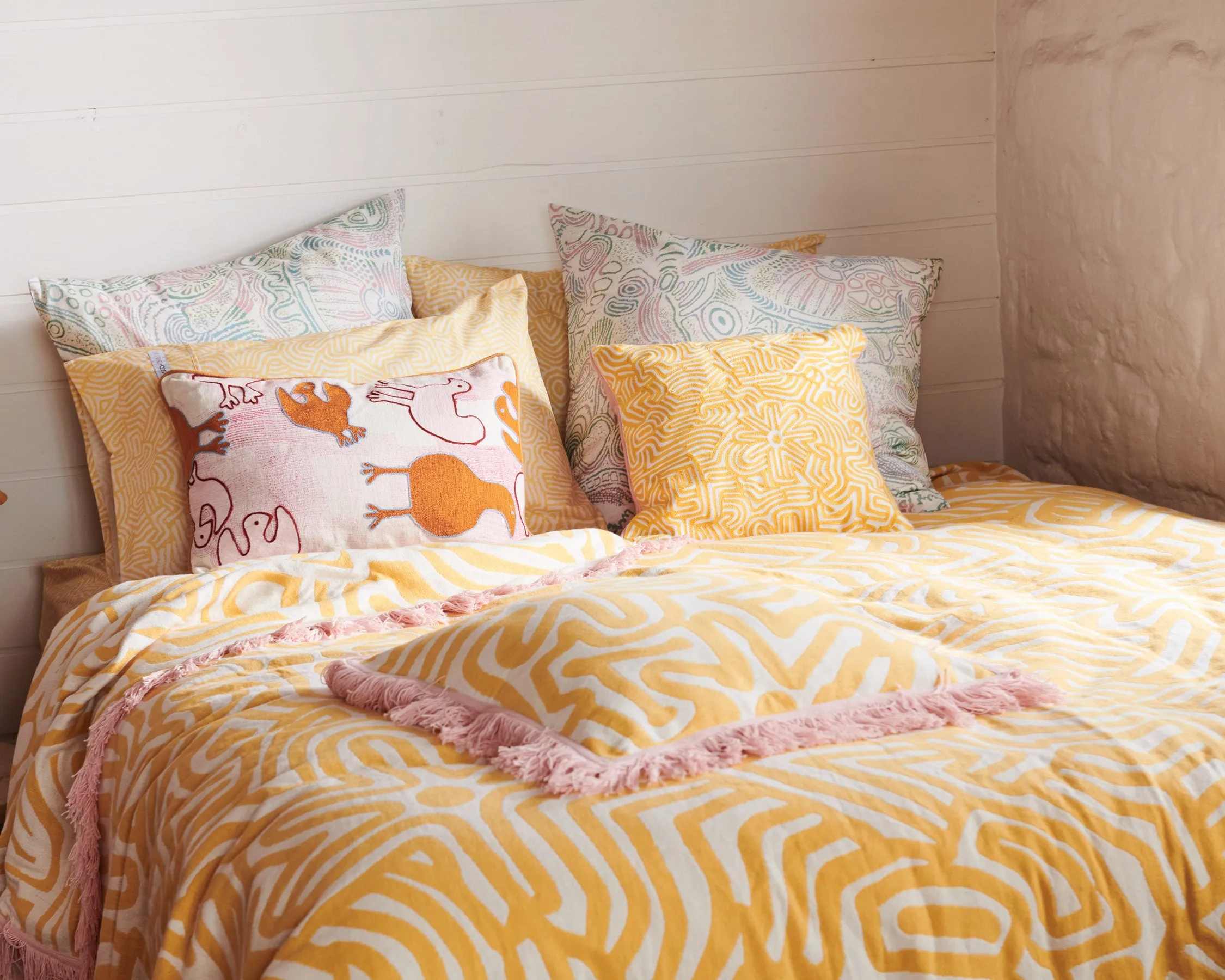 Tjala Tjukurpa Pastel Organic Cotton European Pillowcases