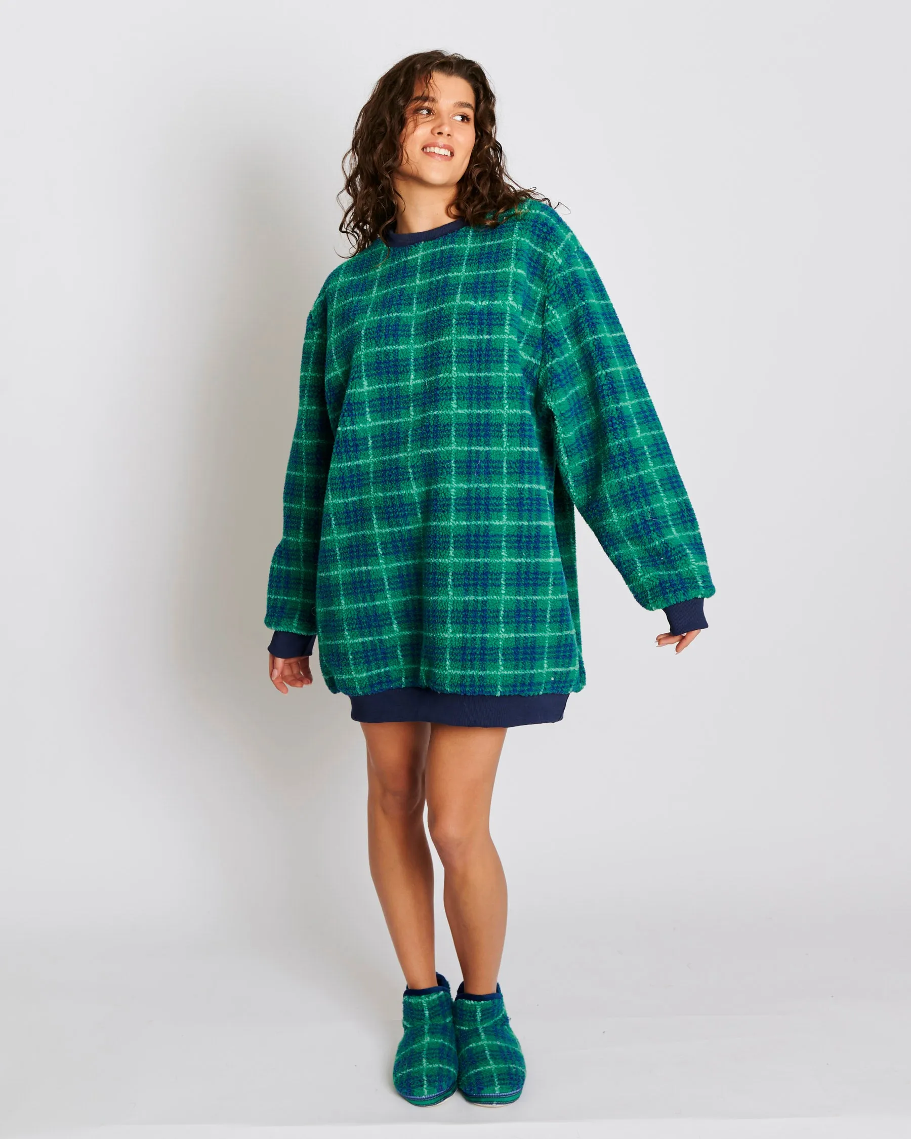 Wilderness Tartan Sherpa Adult Oversized Bedtime Sweater